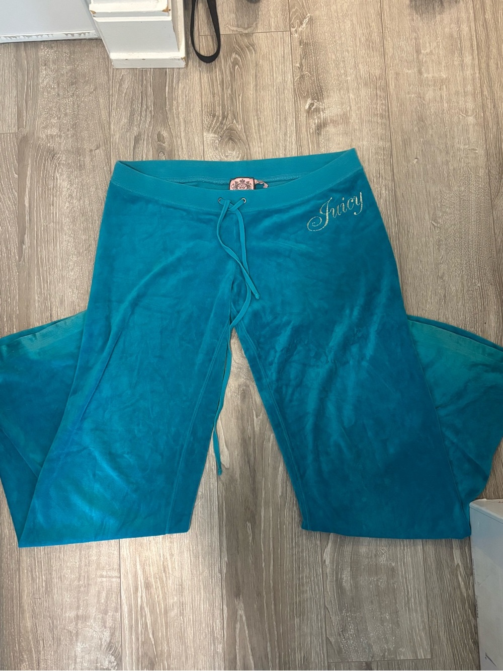 Juicy Couture Teal Velour Wide Leg Pants